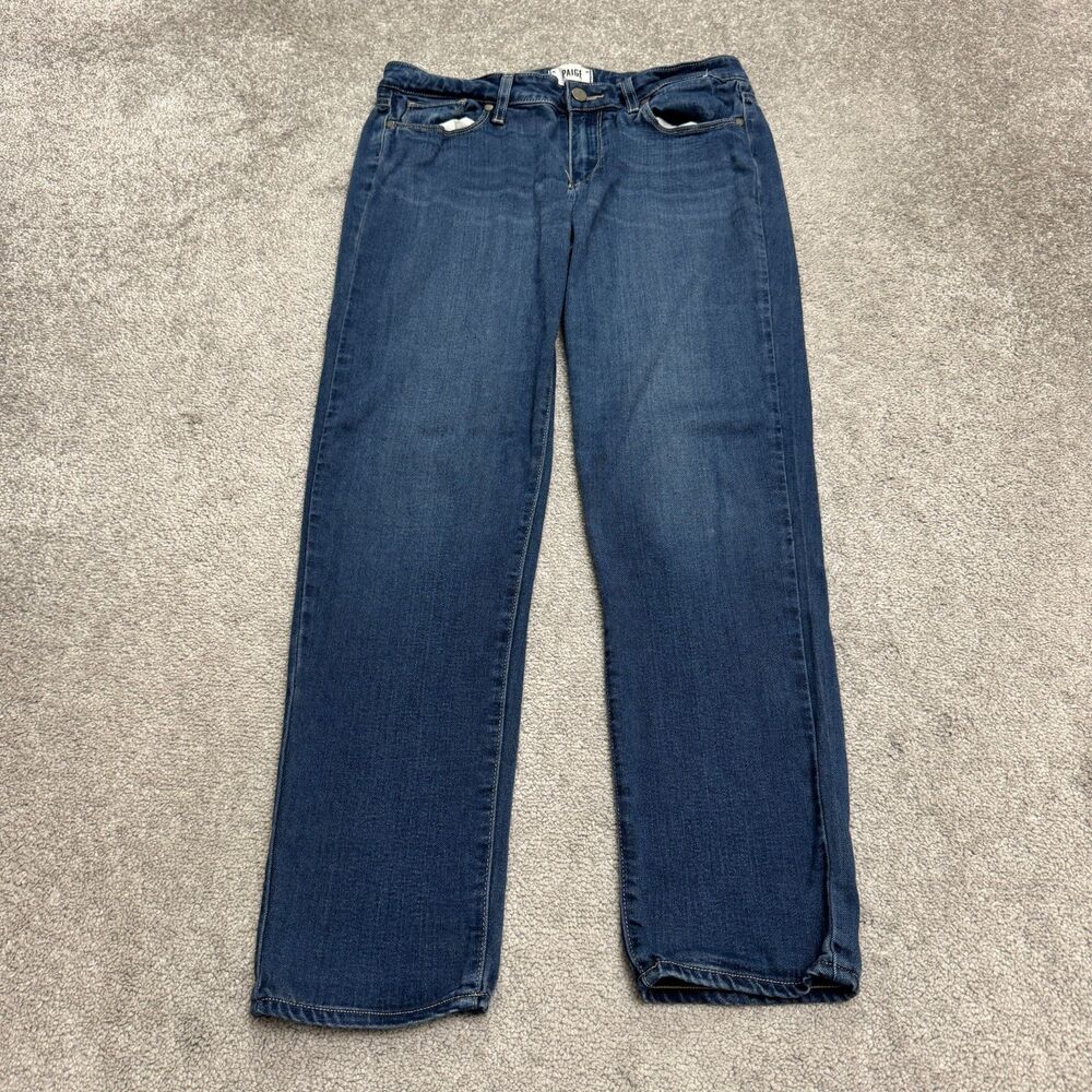 PAIGE Skyline Ankle Straight Leg Denim Jeans Women 31 Blue Stretch Mid Rise